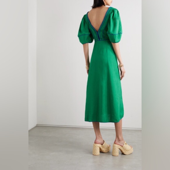 Farm Rio Cut-out Exposed-seam Midi Dress In Green - Picture 3 of 5